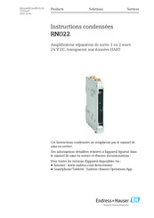 Endress+Hauser RNO22 Instructions Condensées