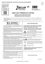 Zoeller QWIK JON PREMIER 201 Instructions D'installation