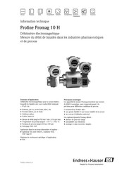 Endress+Hauser Proline Promag 10 H Information Technique