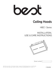 Best HBC1 Serie Instructions D'installation, D'utilisation Et D'entretien