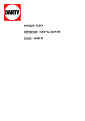 Elica ELEKTRA IX/F/55 Prescriptions De Montage Et Mode D'emploi