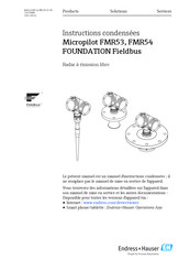 Endress+Hauser FOUNDATION Fieldbus Micropilot FMR54 Instructions Condensées