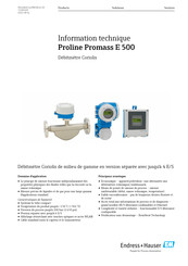 Endress+Hauser Proline Promass E 500 Information Technique