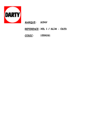 Sony XEL-1 Mode D'emploi