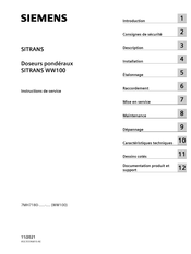 Siemens SITRANS 7MH7180 WW100 Serie Instructions De Service