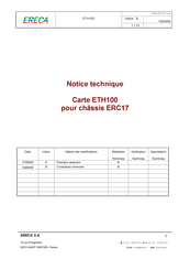 ERECA ETH100 Notice Technique