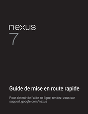 Asus nexus 7 Guide De Mise En Route Rapide