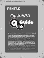 Pentax Optio W80 Guide Rapide