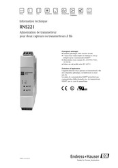 Endress+Hauser RNS221 Information Technique