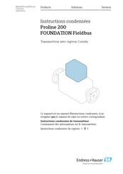 Endress+Hauser Proline 200 FOUNDATION Fieldbus Instructions Condensées
