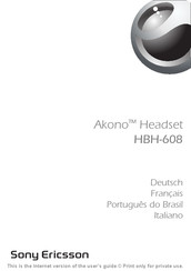 Sony Ericsson Akono HBH-608 Guide D'utilisation