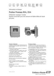Endress+Hauser Proline Promass 80A Information Technique