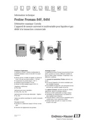 Endress+Hauser Proline Promass 84F Information Technique