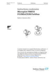 Endress+Hauser FOUNDATION Fieldbus Micropilot FMR50 Instructions Condensées