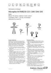 Endress+Hauser Micropilot M FMR231 Information Technique