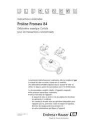 Endress+Hauser Proline Promass 84 Instructions Condensées