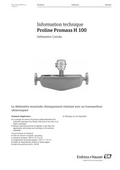 Endress+Hauser Proline Promag H 100 Information Technique