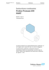 Endress+Hauser HART Proline Promass 200 Instructions Condensées