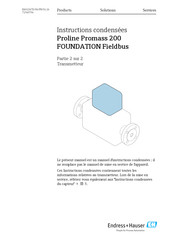 Endress+Hauser FOUNDATION Fieldbus Proline Promass 200 Instructions Condensées