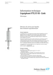 Endress+Hauser Liquiphant FTL33 IO- Link Information Technique