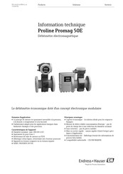 Endress+Hauser Proline Promag 50E Information Technique
