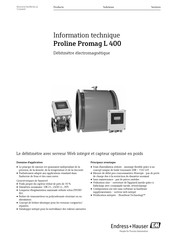 Endress+Hauser Proline Promag L 400 Information Technique