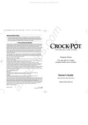 Crock-Pot Designer Serie Guide Du Propriétaire