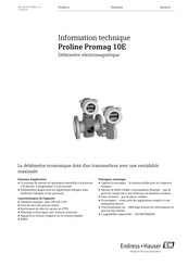 Endress+Hauser Proline Promag 10E Information Technique