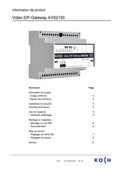 Koch AVS2100 Information De Produit