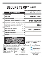 Cheminées Sécurité SECURE TEMP S-2100 Instructions D'installation