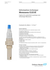 Endress+Hauser Memosens CLS21E Information Technique
