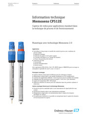 Endress+Hauser Memosens CPS12E Information Technique