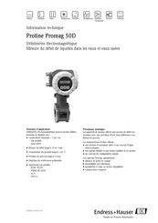 Endress+Hauser Proline Promag 50D Information Technique