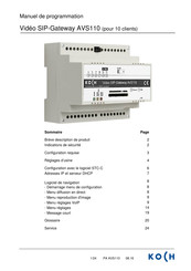 Koch AVS110 Manuel De Programmation