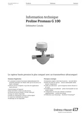Endress+Hauser Proline Promass G 100 Information Technique
