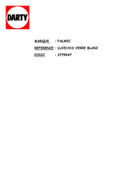 FALMEC VERRE BLANC LUCE1410 Livret D'instructions