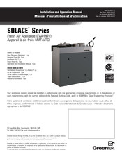 Greentek SOLACE Serie Manuel D'installation Et D'utilisation
