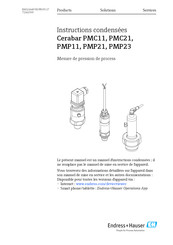 Endress+Hauser Cerabar PMC21 Instructions Condensées
