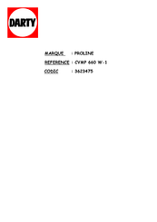 Proline CVMP660W-1 Notice D'utilisation Et D'installation