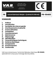 VAR PR-90400 Mode D'emploi