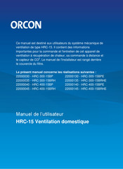 Orcon HRC-400-15BPE Manuel De L'utilisateur