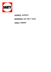 Daewoo Electronics KOC-985T BI Notice D'utilisation
