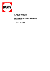 ROBLIN Ombre/2 800 Manuel D'instructions