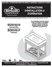 Napoleon BGNV40-P Instructions D'installation Et D'opération