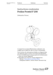 Endress+Hauser Proline Prowirl F 200 Instructions Condensées
