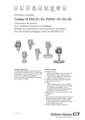 Endress+Hauser Cerabar PMC48 Information Technique