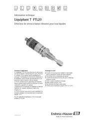 Endress+Hauser Liquiphant T FTL20 Information Technique