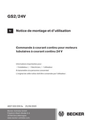 Becker GS2 Notice De Montage Et D'utilisation