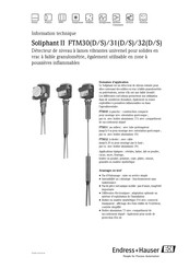 Endress+Hauser Soliphant II FTM31S Information Technique