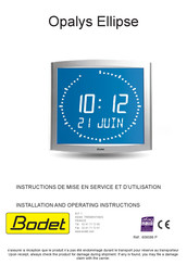 Bodet 606086 P Instructions De Mise En Service Et D'utilisation